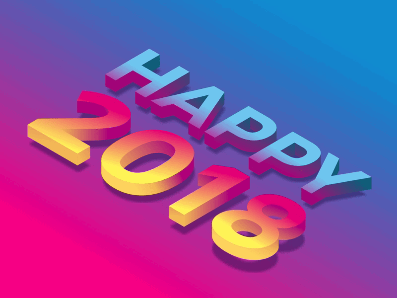 Dear Dribbblers, have a creative and happy 2018! 2018 ae after effects color colors gif gradient gradients isometric loop mograph motion graphics