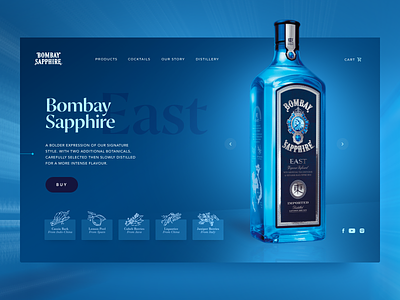 Bombay Sapphire East aesthetic alcohol blue bombay concept gin ui ux website