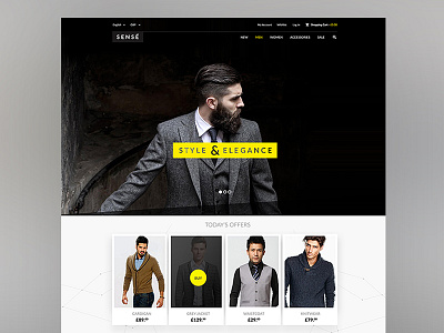 Sense - Magento app button design ecommerce interface layout magento shopping template ui web website