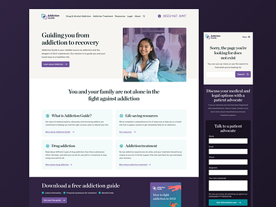 Addiction Guide Homepage branding clean design illustration logo mobile typography ui ux web