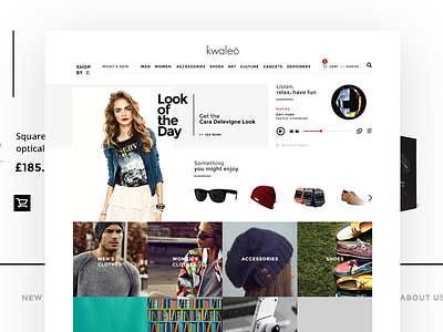 Kwaleo boutique button buy commerce ecommerce flat minimalistic music player site web