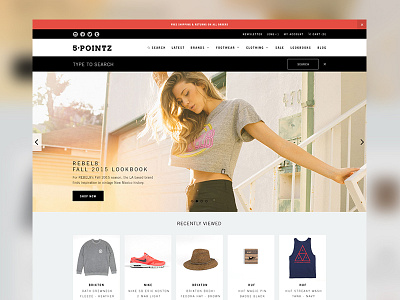 5 Pointz eCommerce homepage clean ecommerce grid hero homepage layout minimal shop store ui ux whitespace