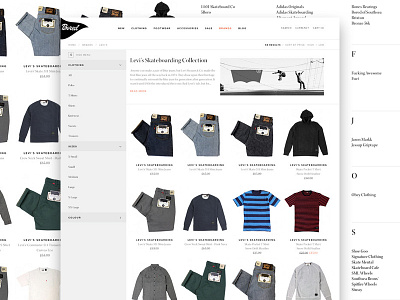 Bored Of Southsea - Product Page brand clean commerce fashion homepage magento minimal simple skateboarding store web