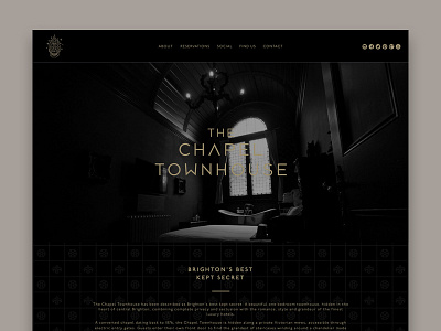 The Chapel Townhouse Homepage clean dark gold grid hero homepage illustration layout site ui ux website