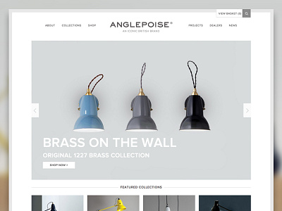Anglepoise Homepage anglepoise brand clean commerce full homepage lights minimal simple store web width