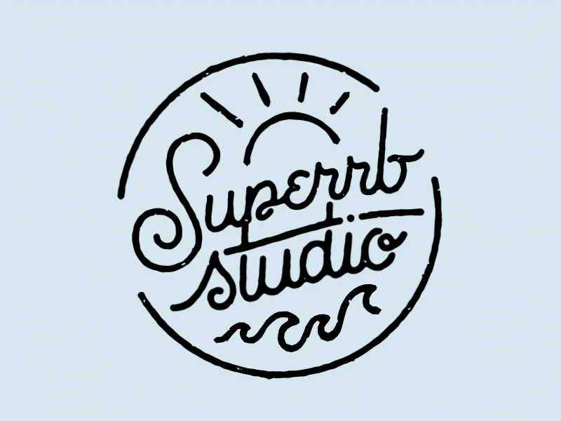 Superrb Studio - Logo Animation! animation branding gif hand drawn illustration logo logotype motion sun superrb typography waves