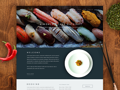 Flat Three - Japanese + Nordic inspired food cuisine food grid homepage interaction japanese food landing minimal restaurant ui ux website