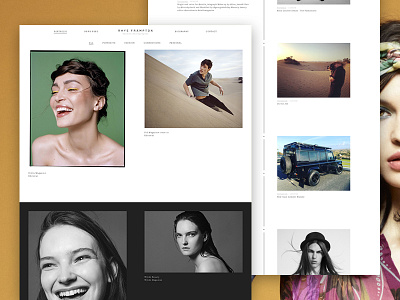 Rhys Frampton colourful fashion light minimal model photography portraits simple typographic ui ux work page