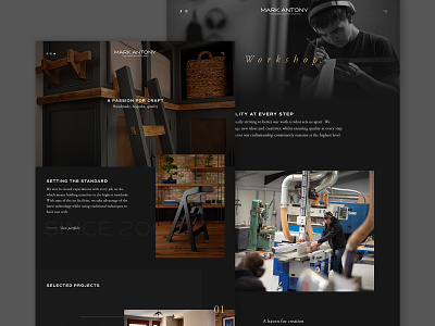 Mark Antony | Home & Workshop about page carpenter website clean homepage joinery layout minimal ui ux web