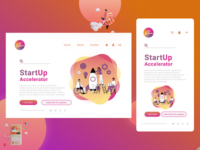 Accele - Landing page aesthetic colors home page landing page mobile app mobile ui orange responsive responsive web design startup ui user experience ux white ui