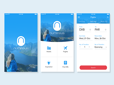 Travel App android app booking flights hotels material design onboarding search travel app trips ui ux visa