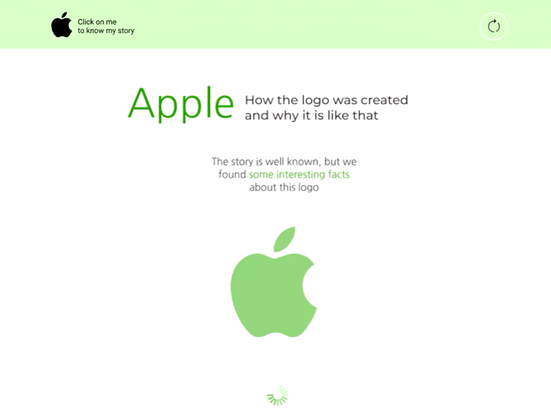 Web-article about Apple logo history apple article chronology design figma history informational page interaction landing page logo logotype motion prototype animation ui ux web website