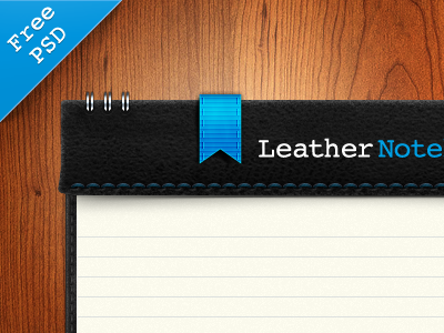 Leather Notebook PSD Freebie freebie interface leather notebook paper photoshop psd realistic shadow skeuomorphism ui ux