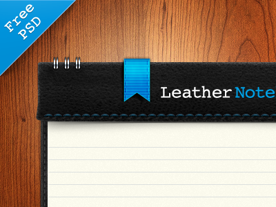 Leather Notebook PSD Freebie paper ui notebook psd freebie interface skeuomorphism ux leather realistic shadow photoshop