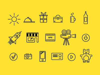 Outline icons icon icons line minimal outline phone shop simple vector video yellow