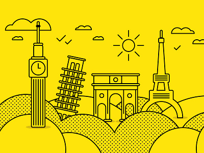 City Illustration city illustration london minimal paris pisa rome vector yellow