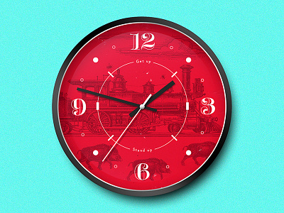 Clock clock engravings graphic illustration red time