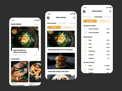 Food Cooking Recipe App 🥑🥬🍳 app app design berlin cook app cooking design designer figma ingredients ios ios app design kitchen recipe ui ui design ux yellow