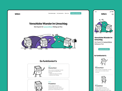 Landing Page Letterz branding desktop figma graphic design landing page mobile mobile website robots ui ui design ux ux design