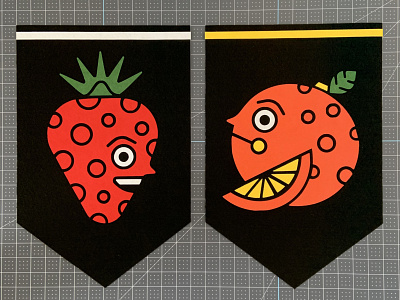 Fruit Felt Banners banners craft felt illustration orange strawberry vectorart