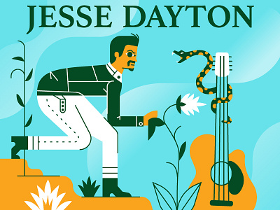 Shitty Barn Sessions 2018 - Jesse Dayton gig guitar illustration jessee dayton music nate koehler poster snake