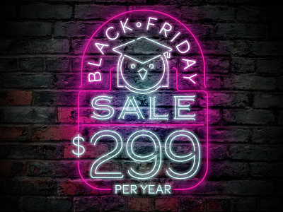 Black Friday at Linux Academy brick lettering neon photoshop sale