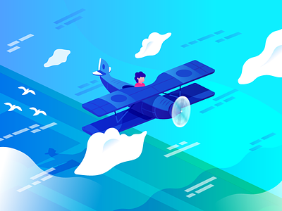 Linux Academy Course Hero Images art cloud app concepts google illustration plane vector