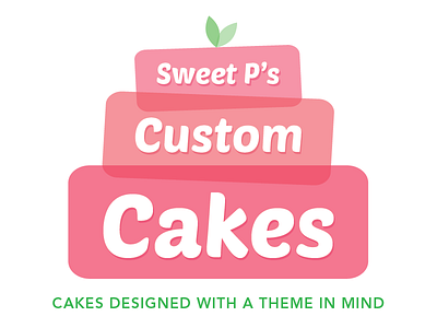 Sweet P's Custom Cakes logo bakery cake green illustration logo pink
