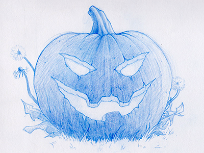 Halloween 2013 blue pencil halloween sketch