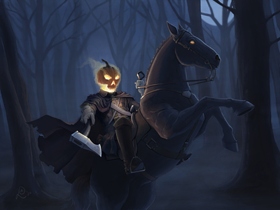 Halloween 2020 apple pencil art digital art digital painting drawing halloween hatchet headless horseman horror illustration ipad jack o lantern moonlight pumpkin scary spooky