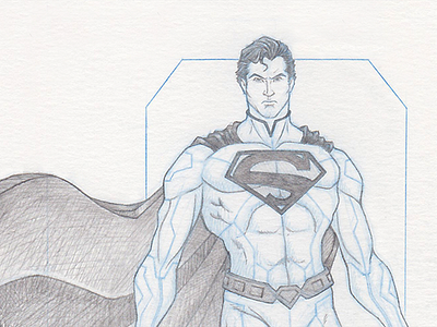 Superman - Pinup blue pencil lead pencil sketch superman