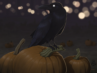 Halloween 2018 art bokeh digital digitalart drawing fall halloween illustration ipad ipadart procreate pumpkin raven sketch spooky
