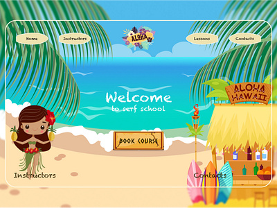 ALOHA Serf School branding colorful design flat illustration shot shots ui ux vector web