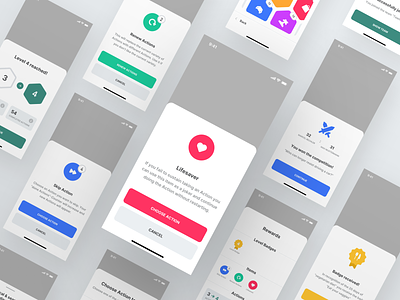 Footprint App — Dialogs app app design bottom sheet clean climate change design dialog flat footprint gamification gaming green interface items level minimal mobile mobile app notification sustainable