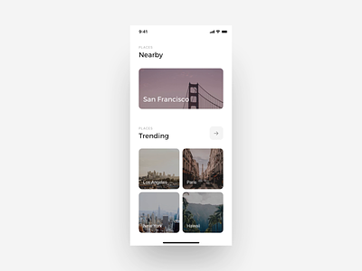 Places App | Prototype animation app city interaction interface minimal mobile motion motion design photography places product design prototype sightseeing tourism travel ui ux ux design video