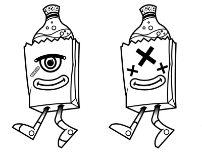 Bottle Walk Anml - 1 character doodle drink fun illustration streetwear
