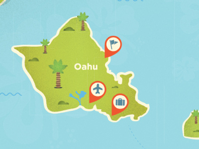 Hawaii map hawaii map ocean palm points tree waves