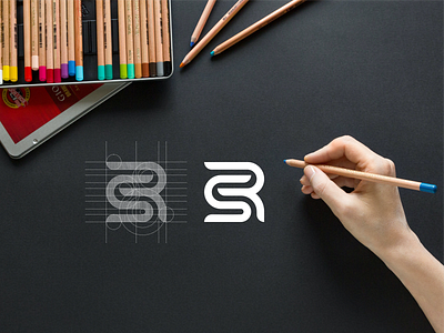 SR app brand brand mark branding design icon lettering logo luxury minimal