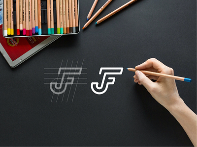 JF app brand brand mark branding design icon lettering logo luxury minimal