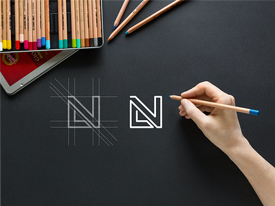 LN app brand brand mark branding design icon lettering logo luxury minimal