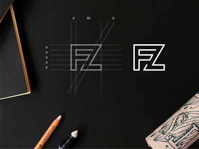 FZ monogram logo apparel brand branding brandmark design icon lettering lettermark lineart logo luxury monogram simple typography