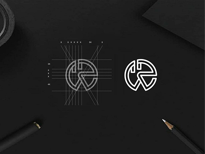 WR monogram logo app apparel brand branding brandmark design icon lettering lettermark lineart logo luxury minimalist simple typography