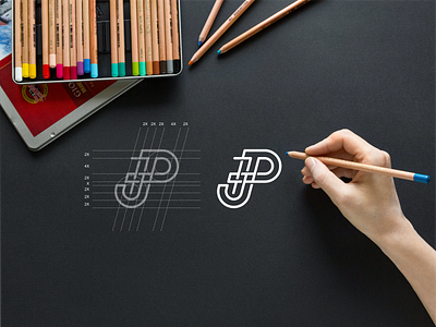 JP monogram logo brand branding design icon lettering lettermark lineart logo minimlist simbol typography vector
