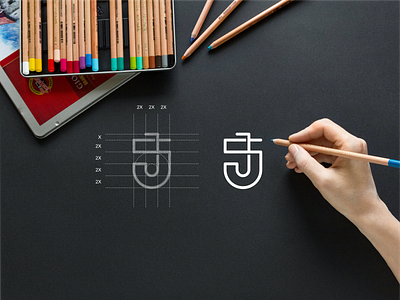 SJ monogram logo app apparel brand branding design icon lettering lettermark lineart logo minimalist monogram simbol simple typography