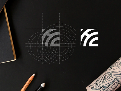 HC monogram logo abstract achitecture design hc lettering lettermark logo monogram simbol vektor