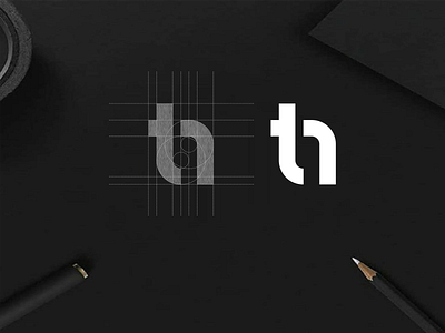 TH monogram logo abstract achitecture design lettering lettermark logo minimalist monogram simbol simple th vector