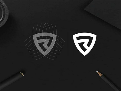 Letter R + Shield monogram logo abstract design icon ilustrator lettering lettermark logo monogram shield symbol vector