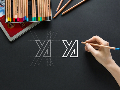 YA monogram logo abstract achitecture brand design icon illustration lettering lettermark logo minimalist monogram simple symbol vector ya