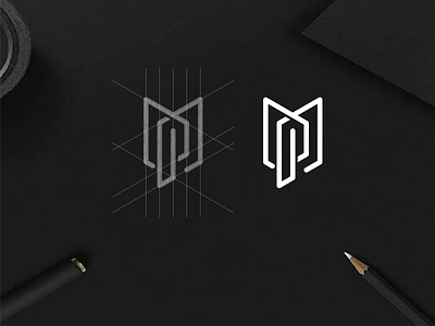 MP monogram logo. abstract design lettering lettermark lineart logo monogram mp simple symbol typography vector