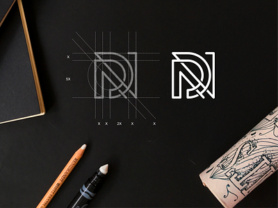 ND monogram logo abstract design icon illustration lettering lettermark lineart logo monogram nd symbol typography vector